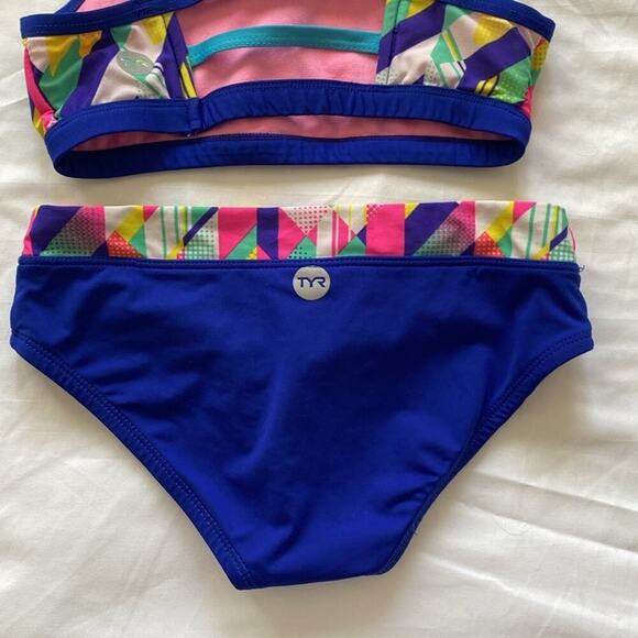 TYR Girls' Paint Party Trinity swim suit 2 piece size 10/12 youth beach summer - Picture 6 of 8